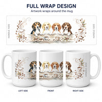 Beagles Morning Coffee Ceramic Coffee Mug 15 oz Decorative Large C Handle Mug Cup for Tea, Cocoa Hot Chocolate