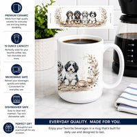 Bernedoodles Morning Coffee Ceramic Coffee Mug 15 oz Decorative Large C Handle Mug Cup for Tea, Cocoa Hot Chocolate