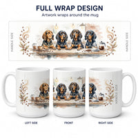 Black and Tan Coonhounds Morning Coffee Ceramic Coffee Mug 15 oz Decorative Large C Handle Mug Cup for Tea, Cocoa Hot Chocolate