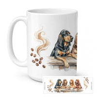 Bloodhounds Morning Coffee Ceramic Coffee Mug 15 oz Decorative Large C Handle Mug Cup for Tea, Cocoa Hot Chocolate