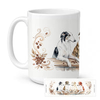 Borzois Morning Coffee Ceramic Coffee Mug 15 oz Decorative Large C Handle Mug Cup for Tea, Cocoa Hot Chocolate