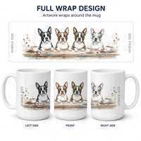 Boston Terriers Morning Coffee Ceramic Coffee Mug 15 oz Decorative Large C Handle Mug Cup for Tea, Cocoa Hot Chocolate