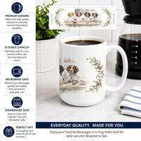 Brittany Spaniels Morning Coffee Ceramic Coffee Mug 15 oz Decorative Large C Handle Mug Cup for Tea, Cocoa Hot Chocolate