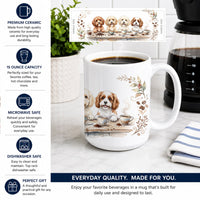 Cavapoos Morning Coffee Ceramic Coffee Mug 15 oz Decorative Large C Handle Mug Cup for Tea, Cocoa Hot Chocolate