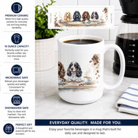Cocker Spaniels Morning Coffee Ceramic Coffee Mug 15 oz Decorative Large C Handle Mug Cup for Tea, Cocoa Hot Chocolate