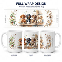Dachshunds Morning Coffee Ceramic Coffee Mug 15 oz Decorative Large C Handle Mug Cup for Tea, Cocoa Hot Chocolate