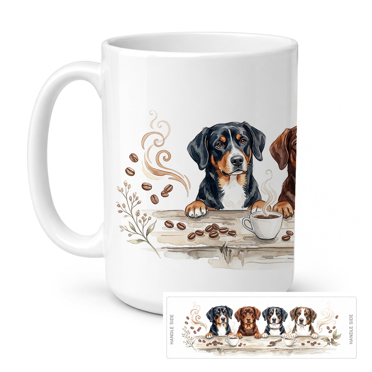 Entlebucher Mountain Dogs Morning Coffee Ceramic Coffee Mug 15 oz Decorative Large C Handle Mug Cup for Tea, Cocoa Hot Chocolate
