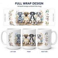 Great Danes Morning Coffee Ceramic Coffee Mug 15 oz Decorative Large C Handle Mug Cup for Tea, Cocoa Hot Chocolate