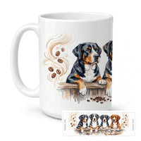 Greater Swiss Mountain Dogs Morning Coffee Ceramic Coffee Mug 15 oz Decorative Large C Handle Mug Cup for Tea, Cocoa Hot Chocolate