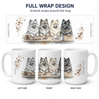 Keeshonds Morning Coffee Ceramic Coffee Mug 15 oz Decorative Large C Handle Mug Cup for Tea, Cocoa Hot Chocolate
