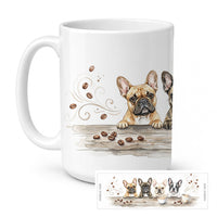 French Bulldogs Morning Coffee Ceramic Coffee Mug 15 oz Decorative Large C Handle Mug Cup for Tea, Cocoa Hot Chocolate