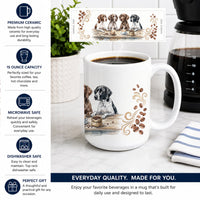 German Shorthaired Pointers Morning Coffee Ceramic Coffee Mug 15 oz Decorative Large C Handle Mug Cup for Tea, Cocoa Hot Chocolate