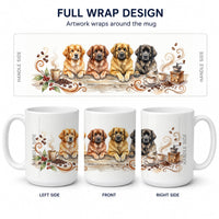 Leonbergers Morning Coffee Ceramic Coffee Mug 15 oz Decorative Large C Handle Mug Cup for Tea, Cocoa Hot Chocolate