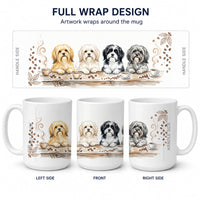 Lhasa Apsos Morning Coffee Ceramic Coffee Mug 15 oz Decorative Large C Handle Mug Cup for Tea, Cocoa Hot Chocolate