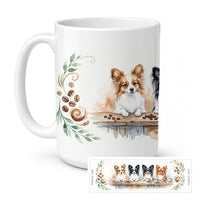 Papillons Morning Coffee Ceramic Coffee Mug 15 oz Decorative Large C Handle Mug Cup for Tea, Cocoa Hot Chocolate