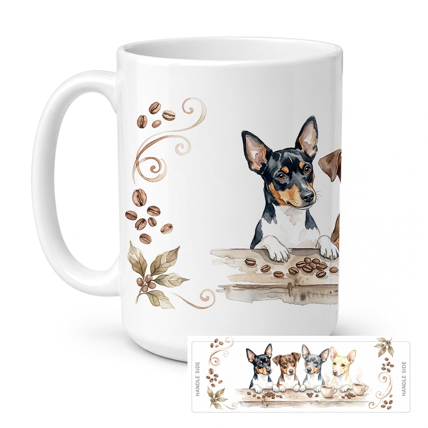Rat Terriers Morning Coffee Ceramic Coffee Mug 15 oz Decorative Large C Handle Mug Cup for Tea, Cocoa Hot Chocolate
