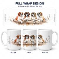 Saint Bernards Morning Coffee Ceramic Coffee Mug 15 oz Decorative Large C Handle Mug Cup for Tea, Cocoa Hot Chocolate
