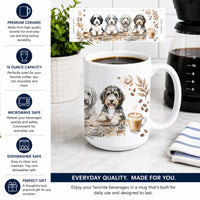 Sheepadoodles Morning Coffee Ceramic Coffee Mug 15 oz Decorative Large C Handle Mug Cup for Tea, Cocoa Hot Chocolate
