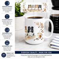 Sheltie Shetland Sheepdogs Morning Coffee Ceramic Coffee Mug 15 oz Decorative Large C Handle Mug Cup for Tea, Cocoa Hot Chocolate