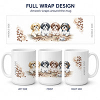 Shih Tzus Morning Coffee Ceramic Coffee Mug 15 oz Decorative Large C Handle Mug Cup for Tea, Cocoa Hot Chocolate