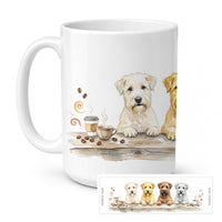 Soft Coated Wheaten Terriers Morning Coffee Ceramic Coffee Mug 15 oz Decorative Large C Handle Mug Cup for Tea, Cocoa Hot Chocolate