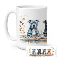 Staffordshire Bull Terriers Morning Coffee Ceramic Coffee Mug 15 oz Decorative Large C Handle Mug Cup for Tea, Cocoa Hot Chocolate