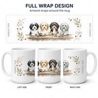 Tibetan Terriers Morning Coffee Ceramic Coffee Mug 15 oz Decorative Large C Handle Mug Cup for Tea, Cocoa Hot Chocolate