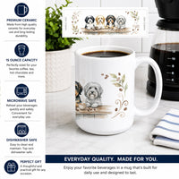 Tibetan Terriers Morning Coffee Ceramic Coffee Mug 15 oz Decorative Large C Handle Mug Cup for Tea, Cocoa Hot Chocolate