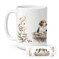Treeing Walker Coonhounds Morning Coffee Ceramic Coffee Mug 15 oz Decorative Large C Handle Mug Cup for Tea, Cocoa Hot Chocolate