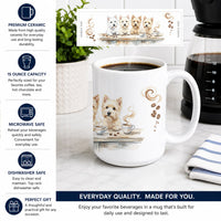 Westies Morning Coffee Ceramic Coffee Mug 15 oz Decorative Large C Handle Mug Cup for Tea, Cocoa Hot Chocolate