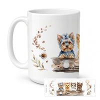 Yorkshire Terriers Morning Coffee Ceramic Coffee Mug 15 oz Decorative Large C Handle Mug Cup for Tea, Cocoa Hot Chocolate