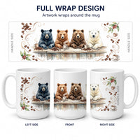 Bears Morning Coffee Ceramic Coffee Mug 15 oz Decorative Large C Handle Mug Cup for Tea, Cocoa Hot Chocolate