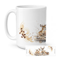 Deer Morning Coffee Ceramic Coffee Mug 15 oz Decorative Large C Handle Mug Cup for Tea, Cocoa Hot Chocolate