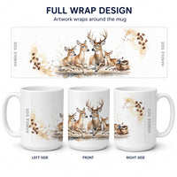 Deer Morning Coffee Ceramic Coffee Mug 15 oz Decorative Large C Handle Mug Cup for Tea, Cocoa Hot Chocolate