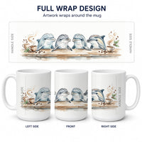 Dolphins Morning Coffee Ceramic Coffee Mug 15 oz Decorative Large C Handle Mug Cup for Tea, Cocoa Hot Chocolate
