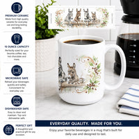 Donkeys Morning Coffee Ceramic Coffee Mug 15 oz Decorative Large C Handle Mug Cup for Tea, Cocoa Hot Chocolate