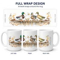 Ducks Morning Coffee Ceramic Coffee Mug 15 oz Decorative Large C Handle Mug Cup for Tea, Cocoa Hot Chocolate