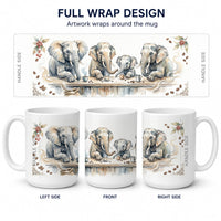 Elephants Morning Coffee Ceramic Coffee Mug 15 oz Decorative Large C Handle Mug Cup for Tea, Cocoa Hot Chocolate