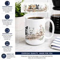 Foxes Morning Coffee Ceramic Coffee Mug 15 oz Decorative Large C Handle Mug Cup for Tea, Cocoa Hot Chocolate