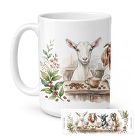 Goats Morning Coffee Ceramic Coffee Mug 15 oz Decorative Large C Handle Mug Cup for Tea, Cocoa Hot Chocolate