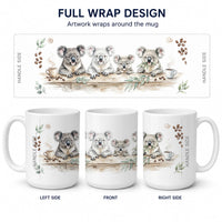 Koalas Morning Coffee Ceramic Coffee Mug 15 oz Decorative Large C Handle Mug Cup for Tea, Cocoa Hot Chocolate