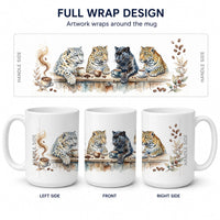 Leopards Morning Coffee Ceramic Coffee Mug 15 oz Decorative Large C Handle Mug Cup for Tea, Cocoa Hot Chocolate