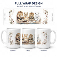 Lions Morning Coffee Ceramic Coffee Mug 15 oz Decorative Large C Handle Mug Cup for Tea, Cocoa Hot Chocolate