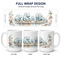 Manatees Morning Coffee Ceramic Coffee Mug 15 oz Decorative Large C Handle Mug Cup for Tea, Cocoa Hot Chocolate
