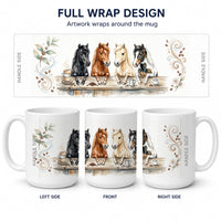 Miniature Horses Morning Coffee Ceramic Coffee Mug 15 oz Decorative Large C Handle Mug Cup for Tea, Cocoa Hot Chocolate