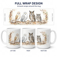 Owls Morning Coffee Ceramic Coffee Mug 15 oz Decorative Large C Handle Mug Cup for Tea, Cocoa Hot Chocolate