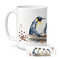 Penguins Morning Coffee Ceramic Coffee Mug 15 oz Decorative Large C Handle Mug Cup for Tea, Cocoa Hot Chocolate