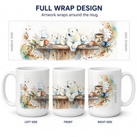 Polar Bears Morning Coffee Ceramic Coffee Mug 15 oz Decorative Large C Handle Mug Cup for Tea, Cocoa Hot Chocolate