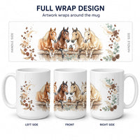 Quarter Horses Morning Coffee Ceramic Coffee Mug 15 oz Decorative Large C Handle Mug Cup for Tea, Cocoa Hot Chocolate