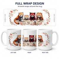 Red Pandas Morning Coffee Ceramic Coffee Mug 15 oz Decorative Large C Handle Mug Cup for Tea, Cocoa Hot Chocolate